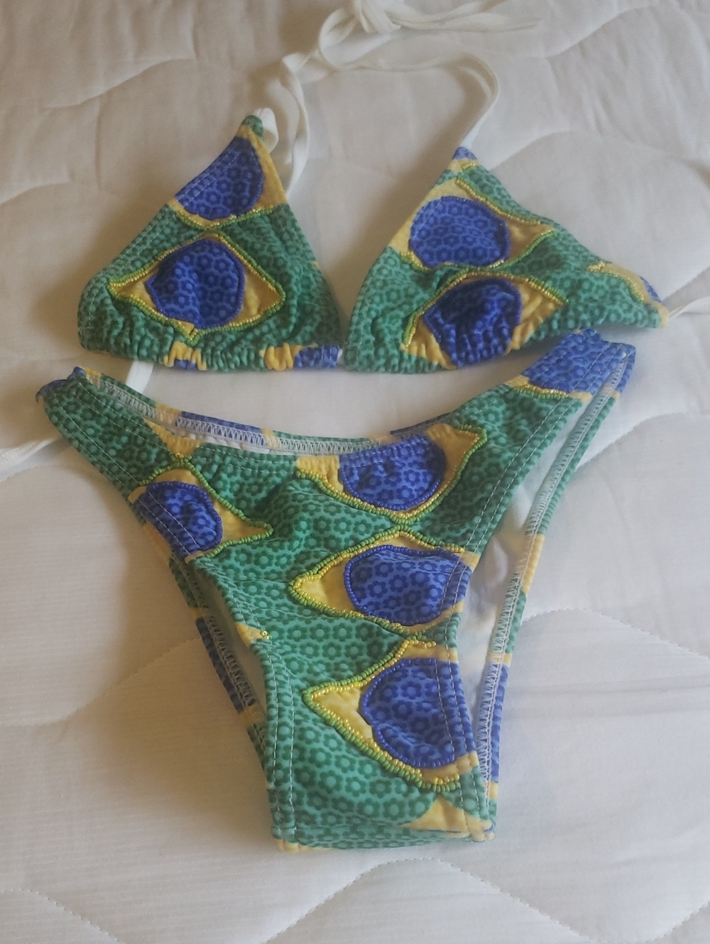 Liquido Geometric Bikini Green & Blue Large NWT